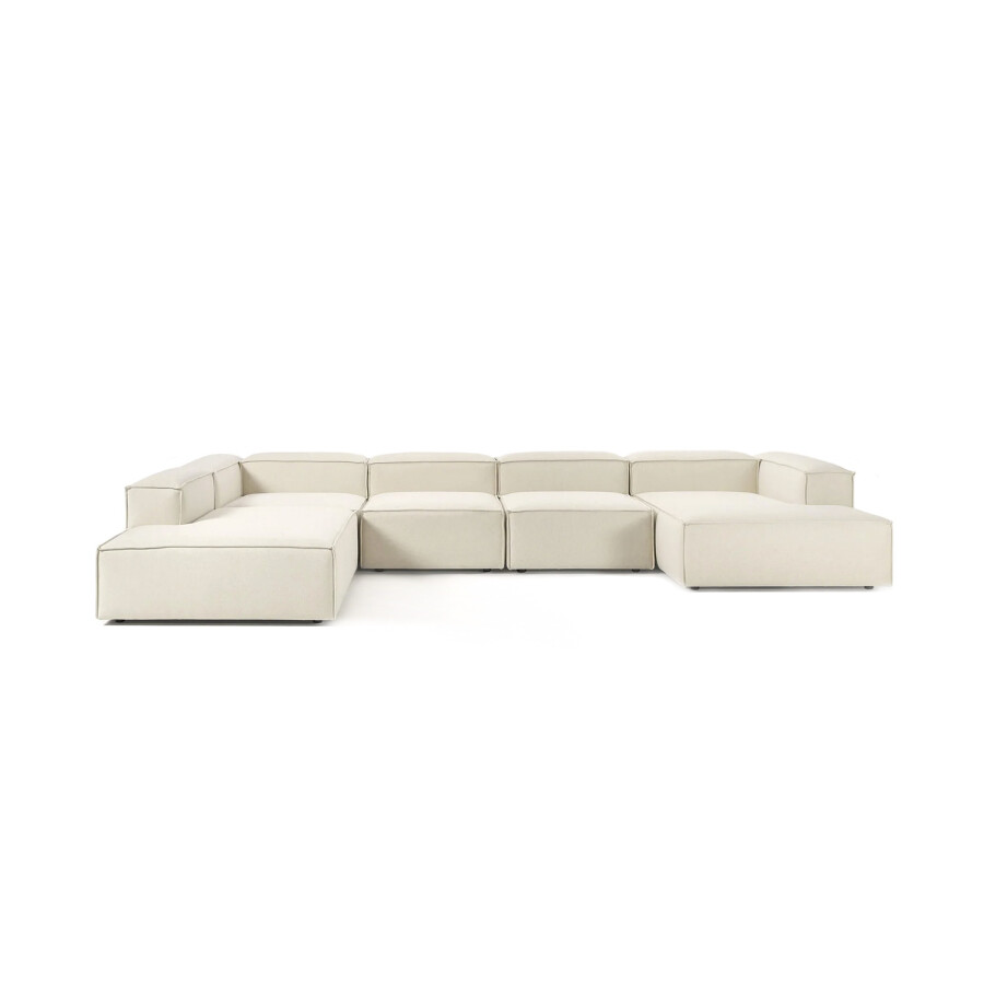 Sillón Nicole Chaise Lounge + Esquinero + Respaldo X2+ Chaise Lounge Simple Beige