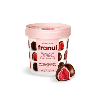 Bombones de Frambuesa Franui con Choco Amargo + Choco Blanco Franui Chocolate Amargo