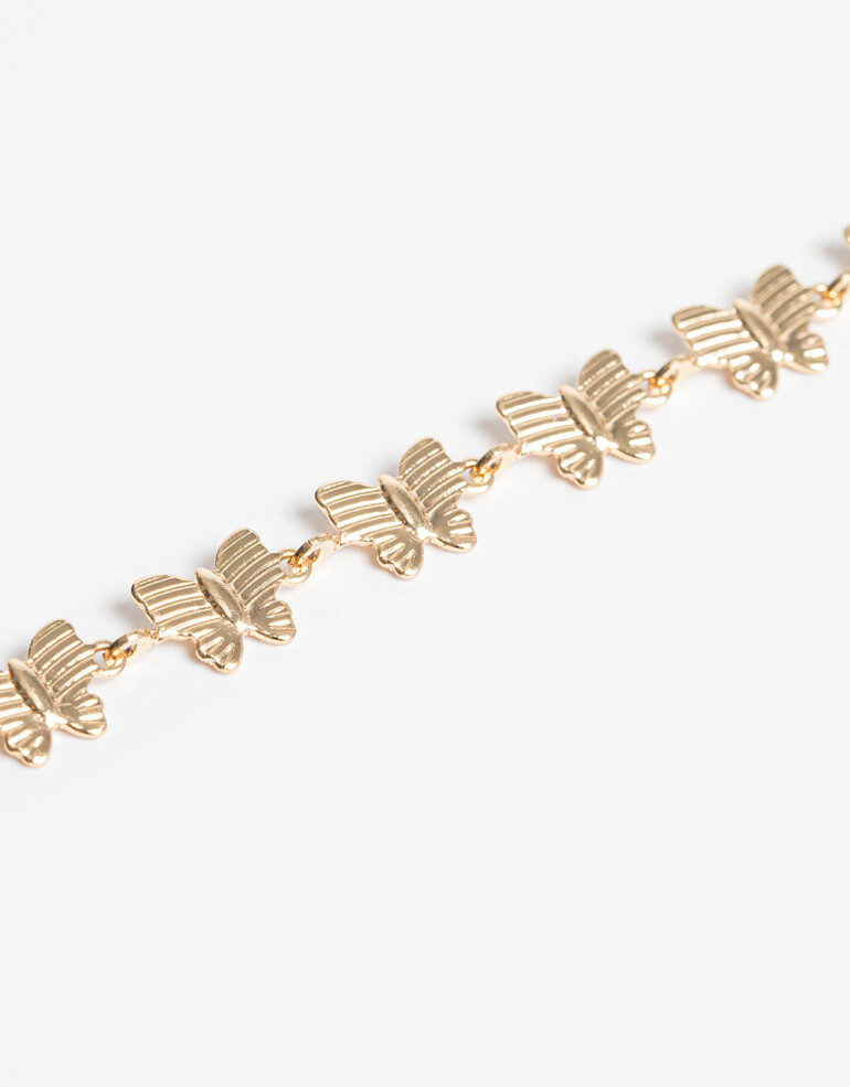 Pulseras Flexibles Metal Pulsera Flexible Mariposas - Dorado