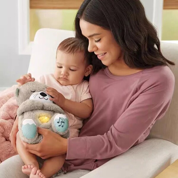Peluche Nutria Bebé Respira Y Relaja Dormir Niño Tendencia Color Variante Blanco