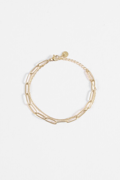 Pulsera de acero doble cadena dorado