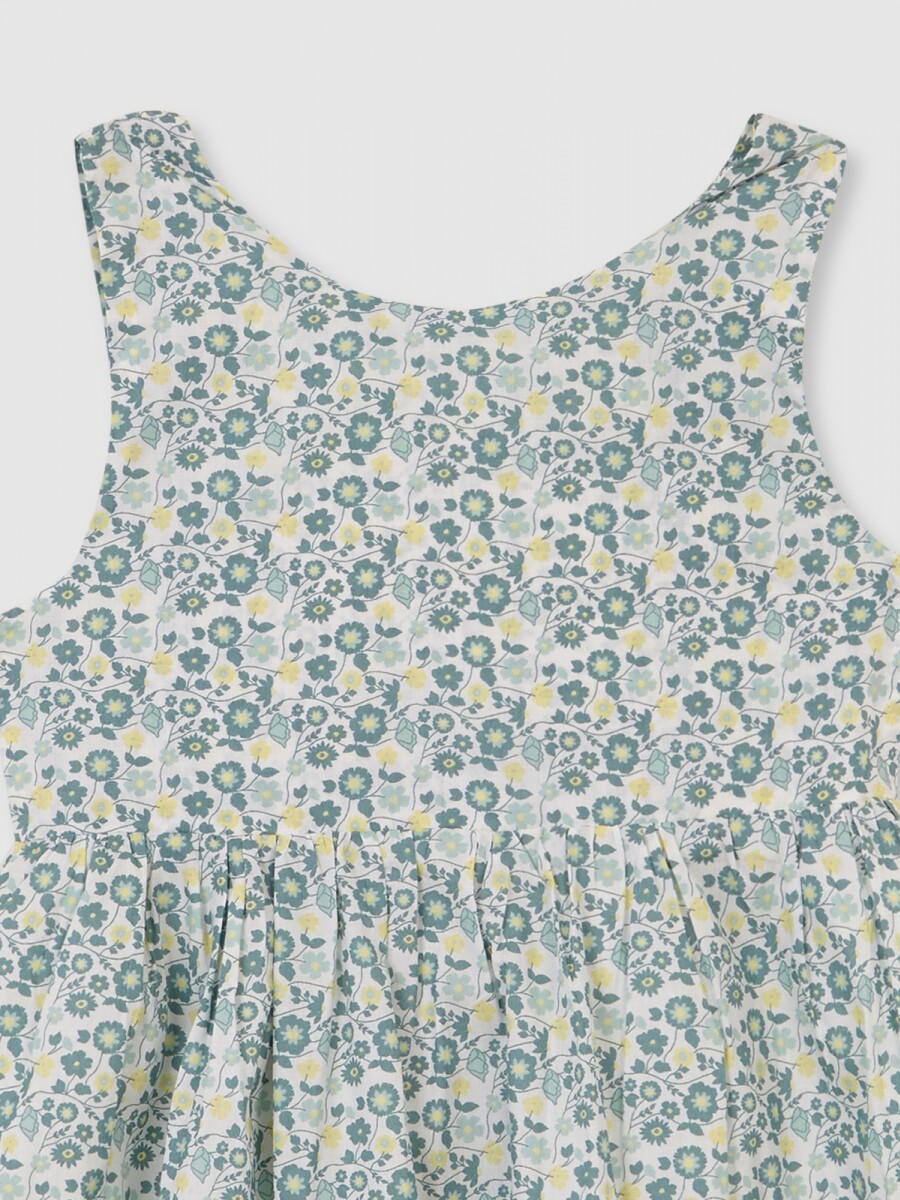 Vestido Flores Con Tirantes Piedra