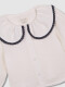 Blusa Cuello Grande Con Vivos En Contraste Blanco