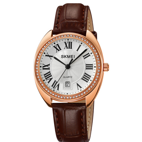 Reloj Skmei 2183RGBN Analógico Unisex Oro Rosa con Correa Marrón Rosé