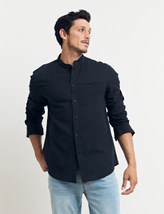 011954 CAMISA HARRINGTON LABEL LINO Negro