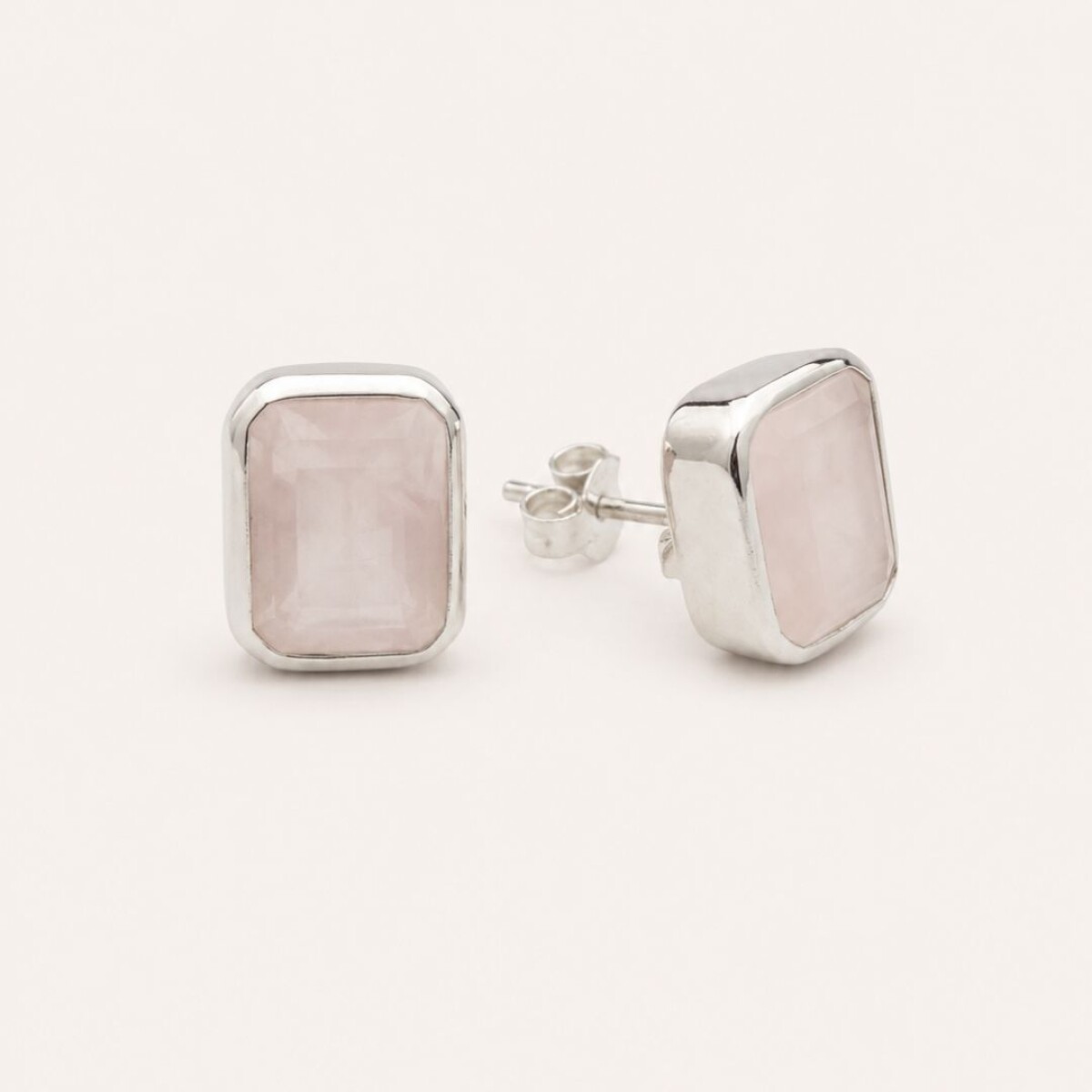 Caravanas Burkina N°1 Cuarzo Rosa - Plata 925 
