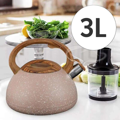 Caldera Silbadora 3L Acero Inoxidable Mango Madera Beige