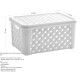 Set x3 Caja organizadora simil rattán con tapa P BLANCO