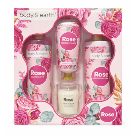 Pack Body & Earth Rose Gel de ducha + Crema de Manos 98g + Loción Corporal + Vela de Soja Pack Body & Earth Rose Gel de ducha + Crema de Manos 98g + Loción Corporal + Vela de Soja