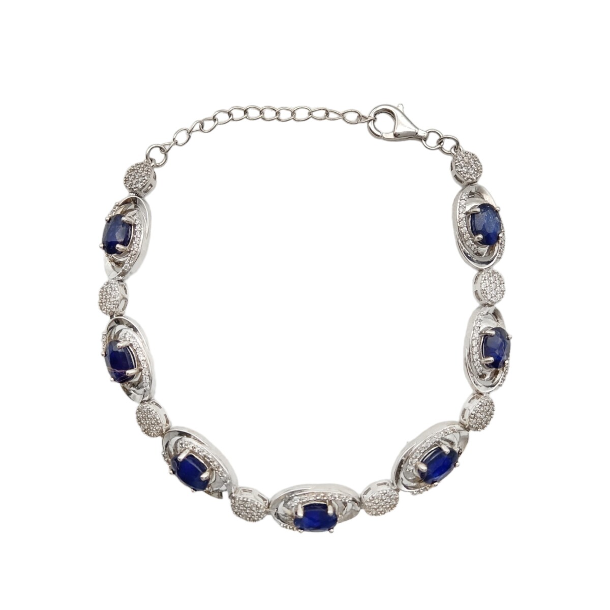 Pulsera oval-Plata 925-Piedra zirconia y zafiro-PU3022 - conpiedra 