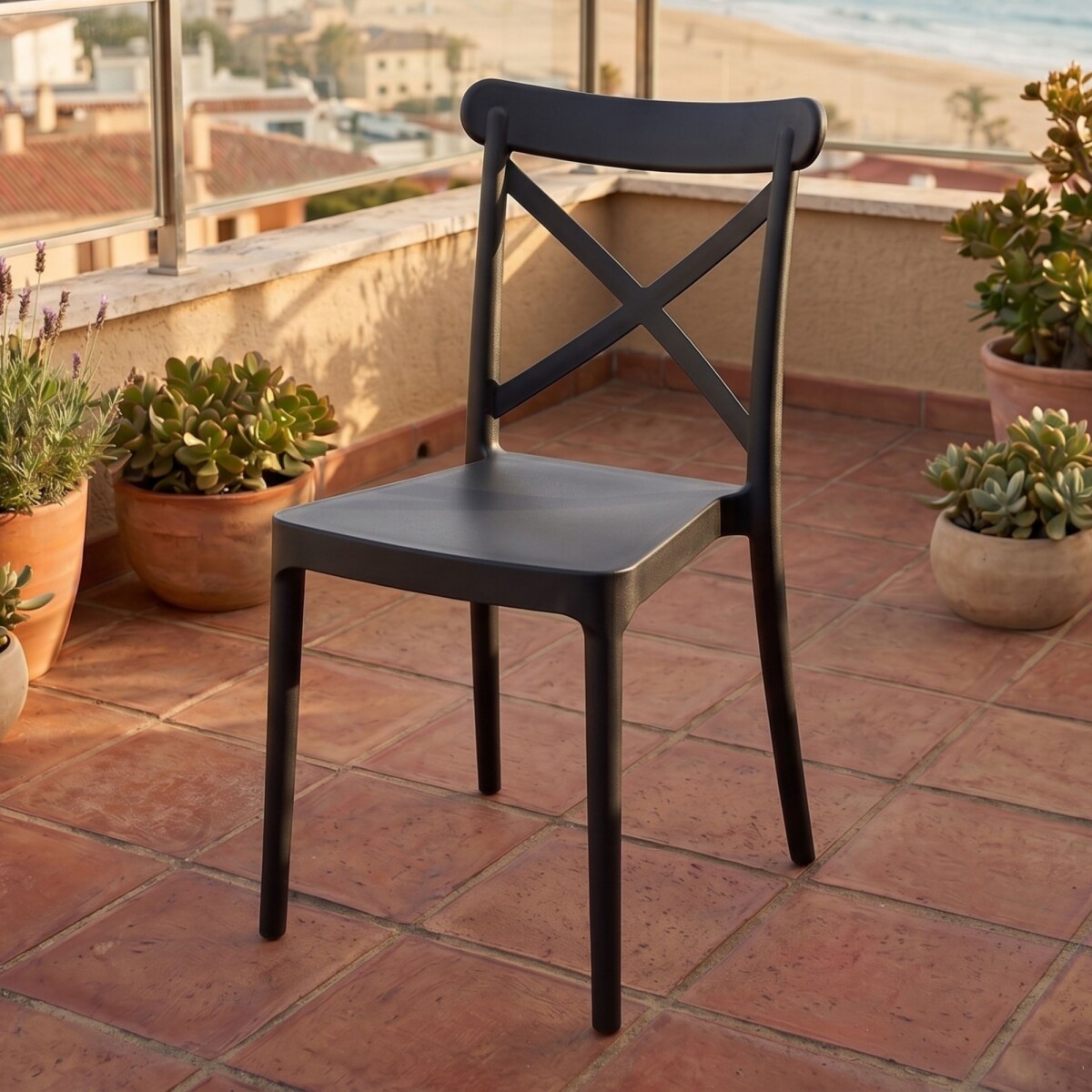 Silla Cruceta de polipropileno ZJ09 - Negro 