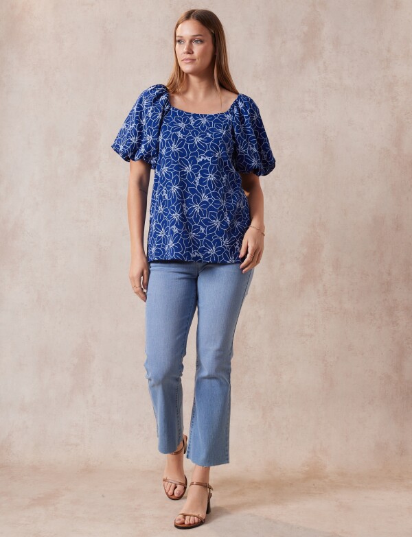 Blusa Printed AZUL/BLANCO