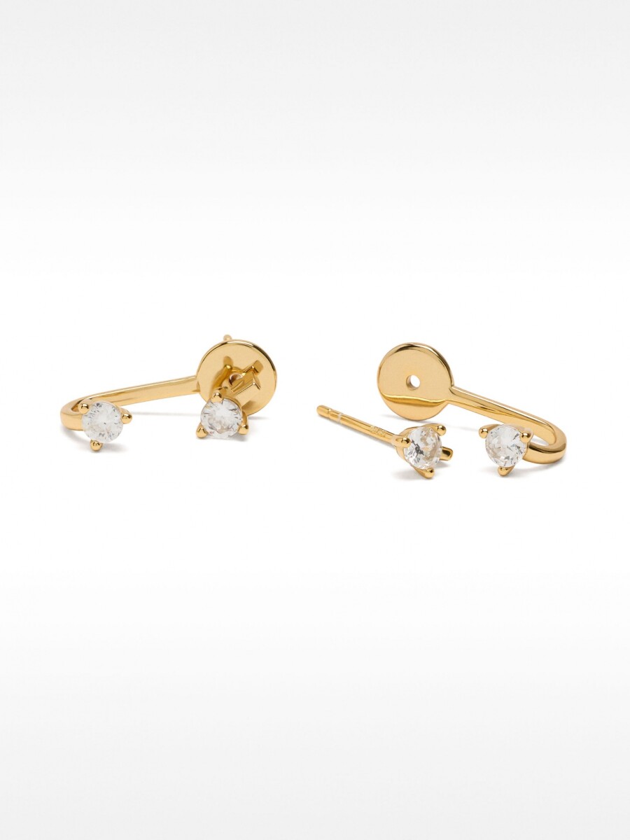Pendientes Ear Jacket Con Circonitas - Plata De Ley 925 dorado