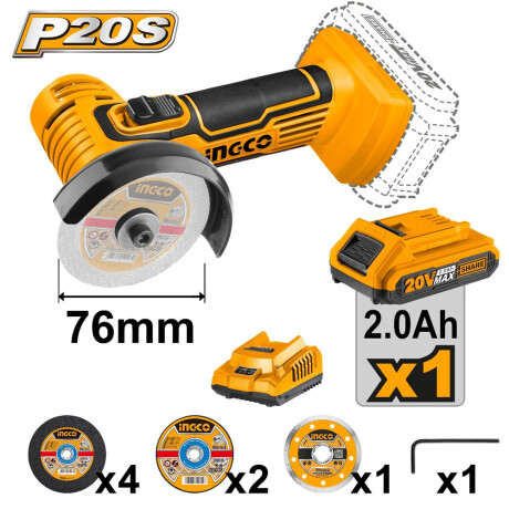 Mini Amoladora Multifunción 3P c/Accesorios Ingco CAGLI76017 Amarillo