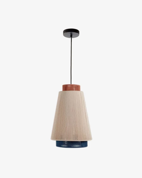Lámpara de techo Yuvia de algodón con acabado beige, azul y terracota