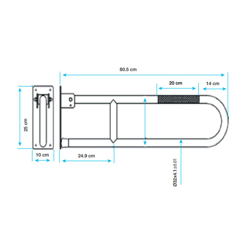 AGARRADERA BARRA REBATIBLE DISCAP ACERO INOX CROMO BRILLO CROMO