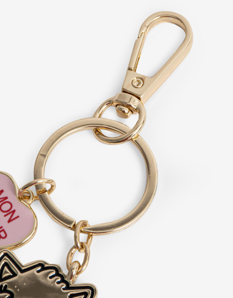 Llavero Metal Llavero Y Bag Charm Gato Mon Amour - Combinacion Multicolor