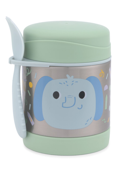 Tupper de acero inoxidable con cubierto, diseño elefante Tupper de acero inoxidable con cubierto, diseño elefante