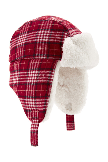 Gorro de franela con forro de sherpa diseño a cuadros Sin color