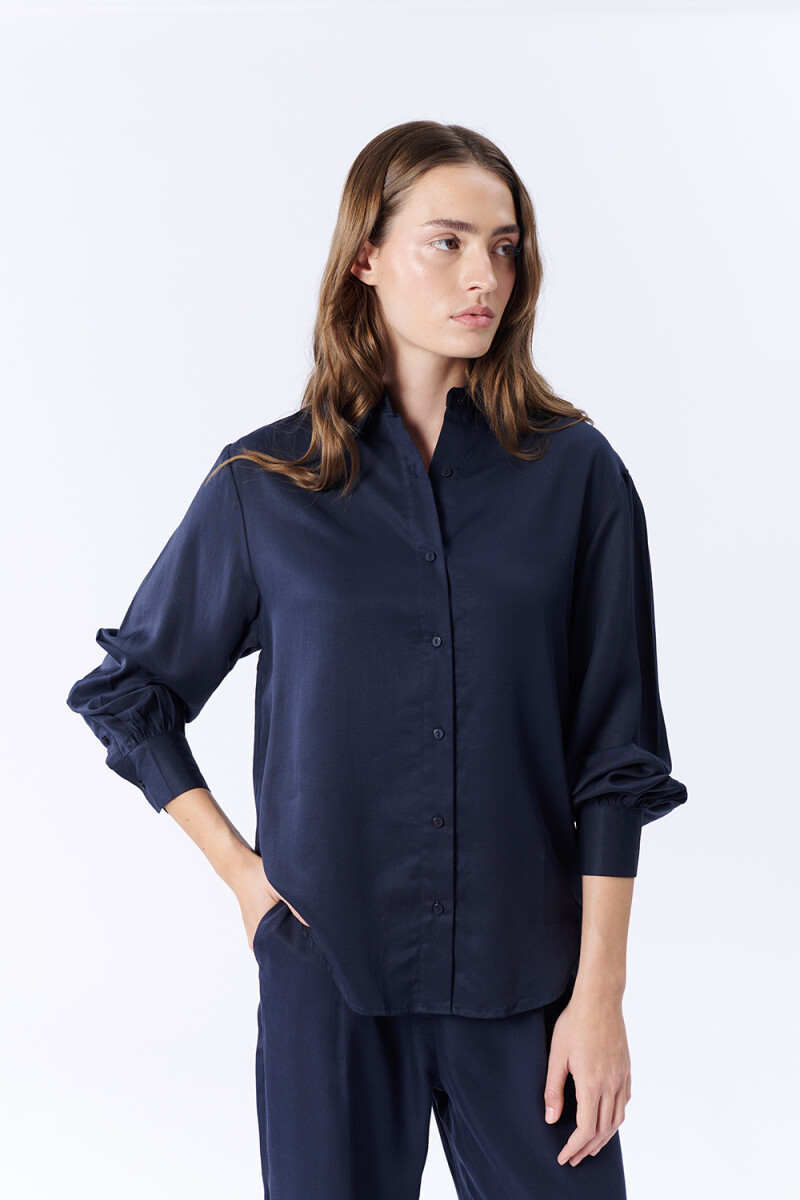 Camisa manga larga liocel Azul Marino