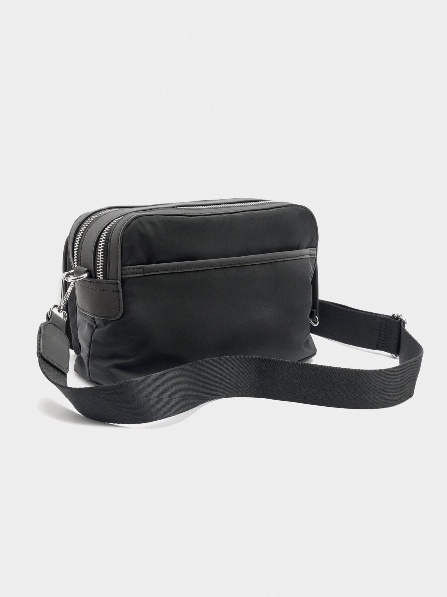Bolso Bandolera De Nylon Con Solapa negro