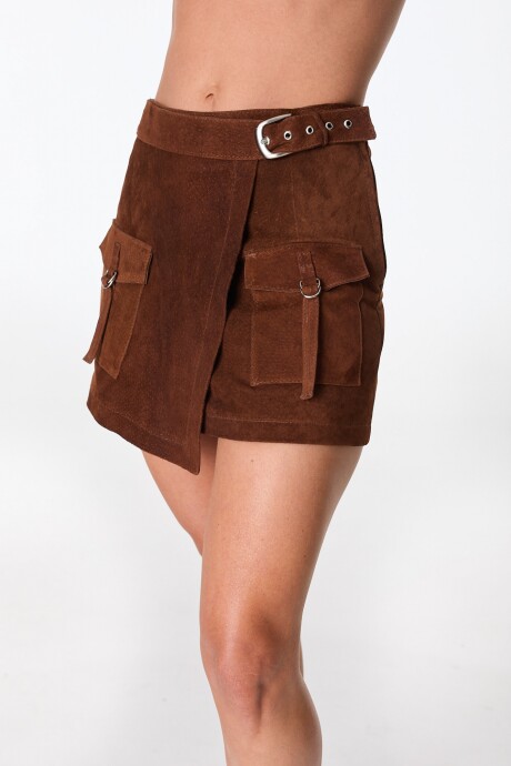 Falda Sur Leather Marron