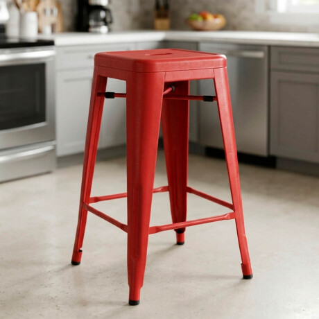 Butaca Taburete Alta Metálica Tolix Puppets Cocina Rojo