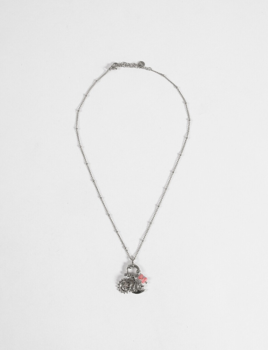 Collar cadena dije sol acero - plateado 