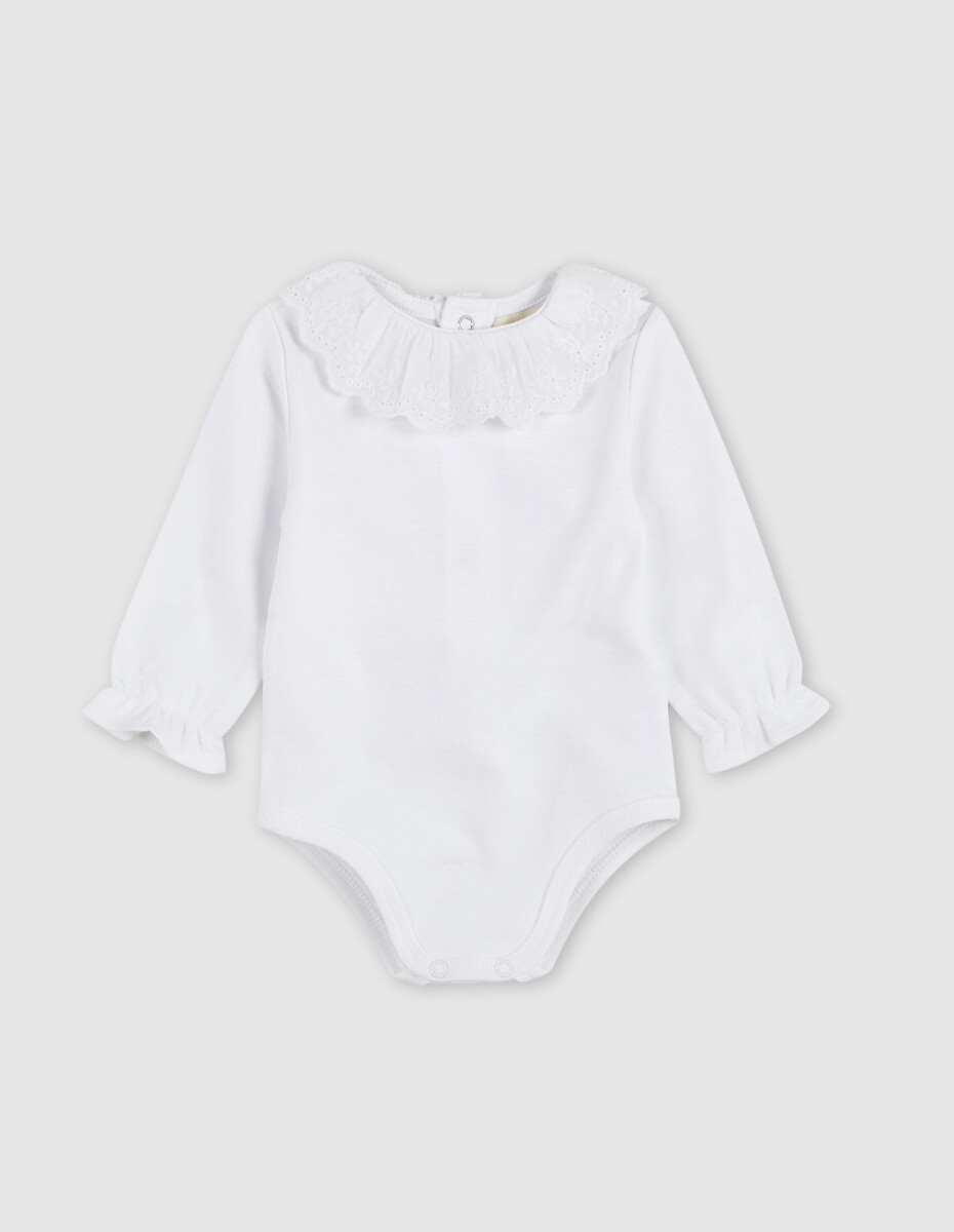 Body Cuello Tira Bordada - Blanco 