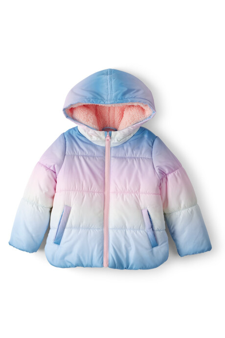 Campera puffer, diseño arcoíris. Talles 12-24M Sin color