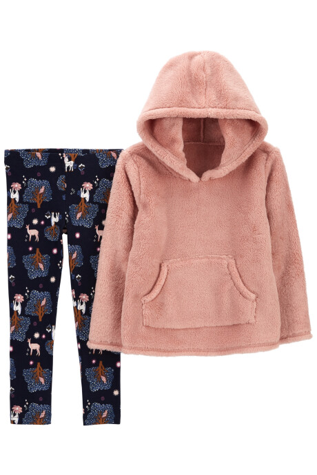 Set dos piezas calza de algodón y canguro de plush. Talles 6-24M Sin color