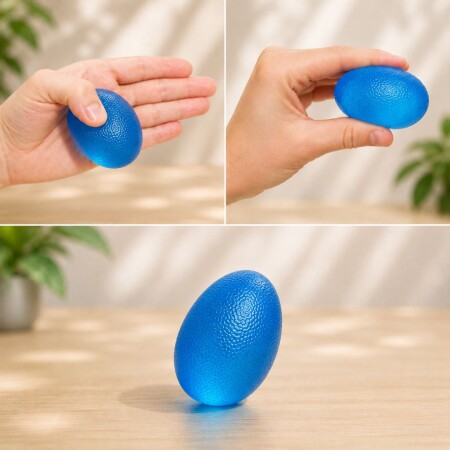 Ejercitador de manos en forma de ovalo de gel AZUL