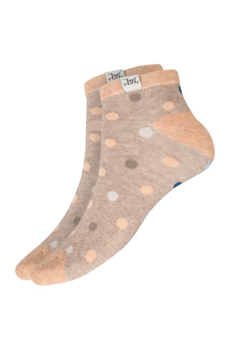 SOQUETES PERRO SALCHICHA Y LUNARES - Beige 