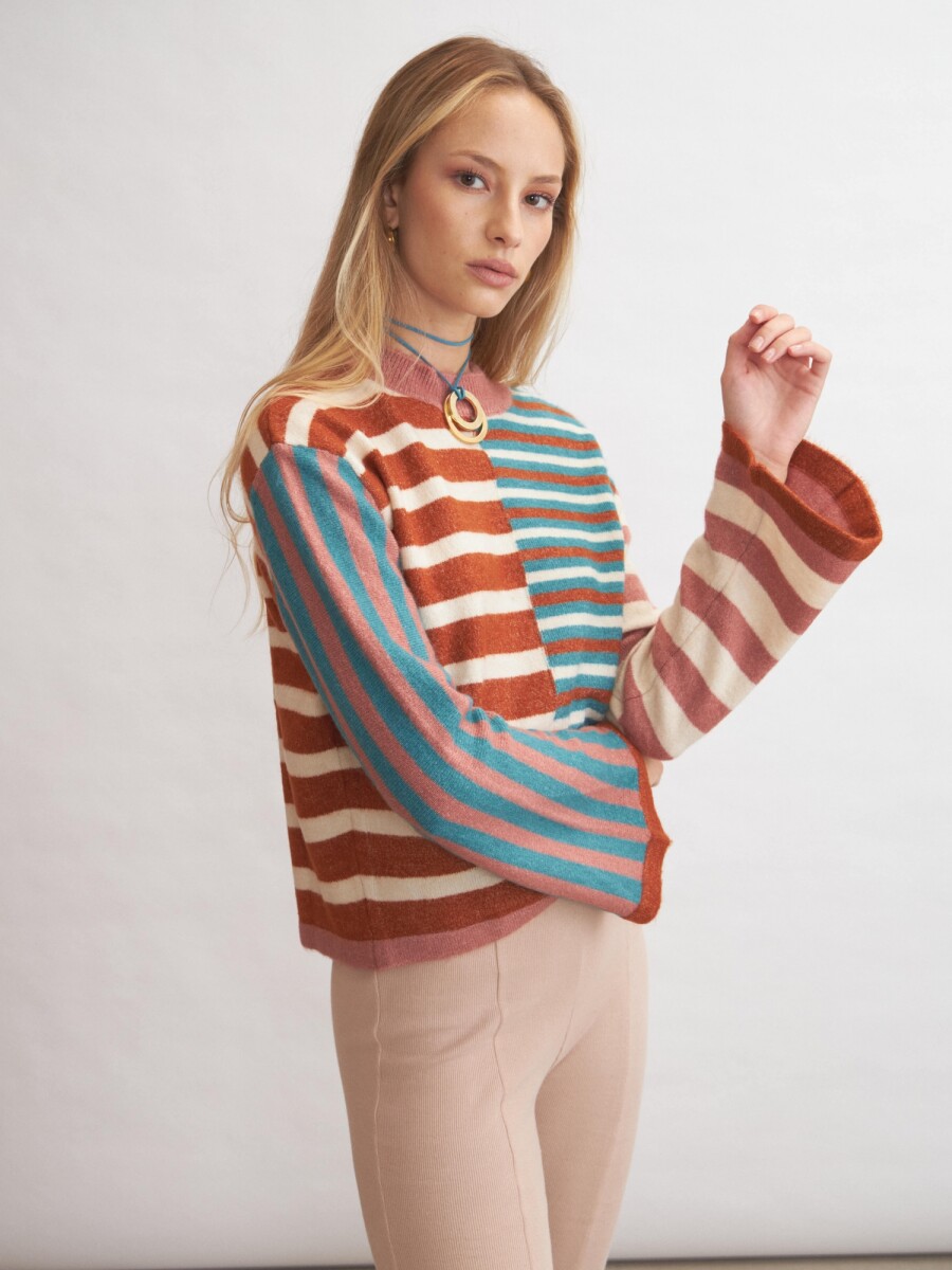 Sweater Stripes - Verde, Rosa, Crudo 