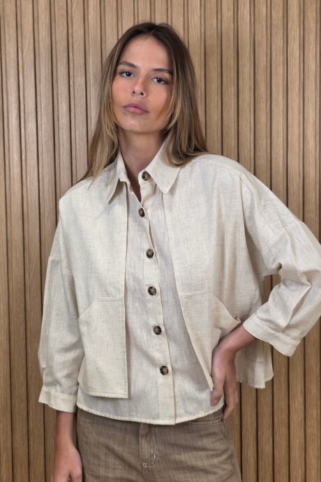 Sobrecamisa Greta Puro Lino Beige Melange