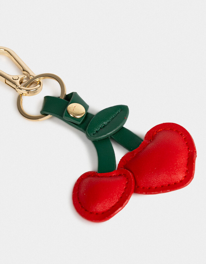 Llavero PU Llavero Y Charm De Cerezas De Pu - Rojo Burdeaux