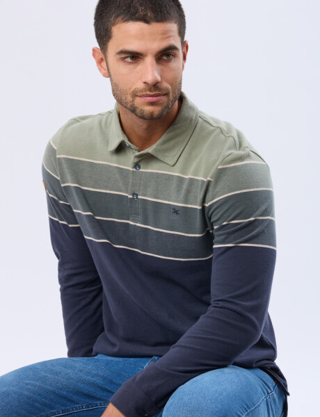 REMERA POLO PIQUE RAYADA Verde