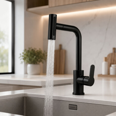 Grifo Monocomando Giratoria 4 Chorros Para Cocina Negro