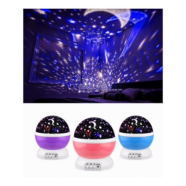 Lámpara Veladora Proyector Led De Estrellas Usb Mesa Techo Variante Color Celeste