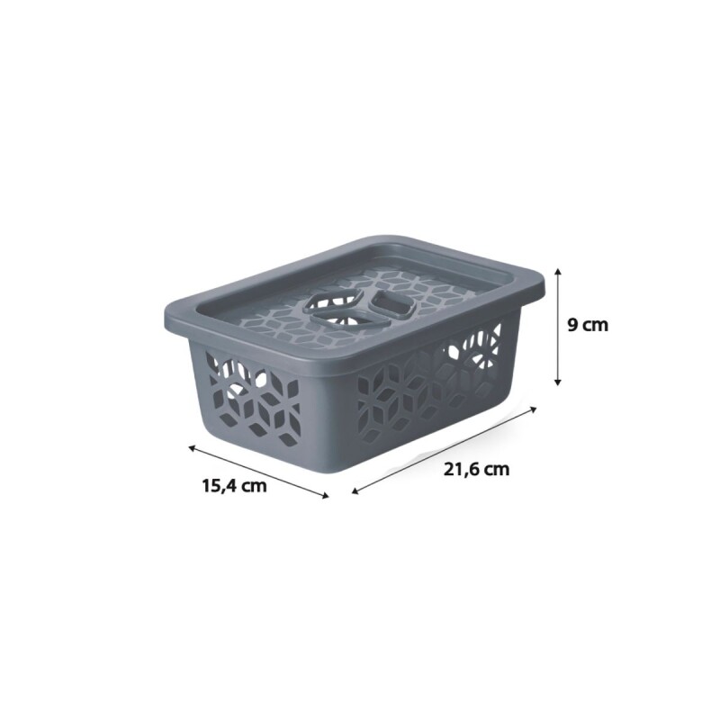 Caja organizadora P con tapa GRIS