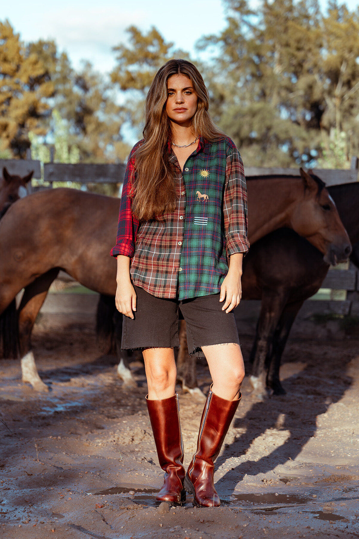 Charrúa Shirt Cuadrillé Verde / Habano