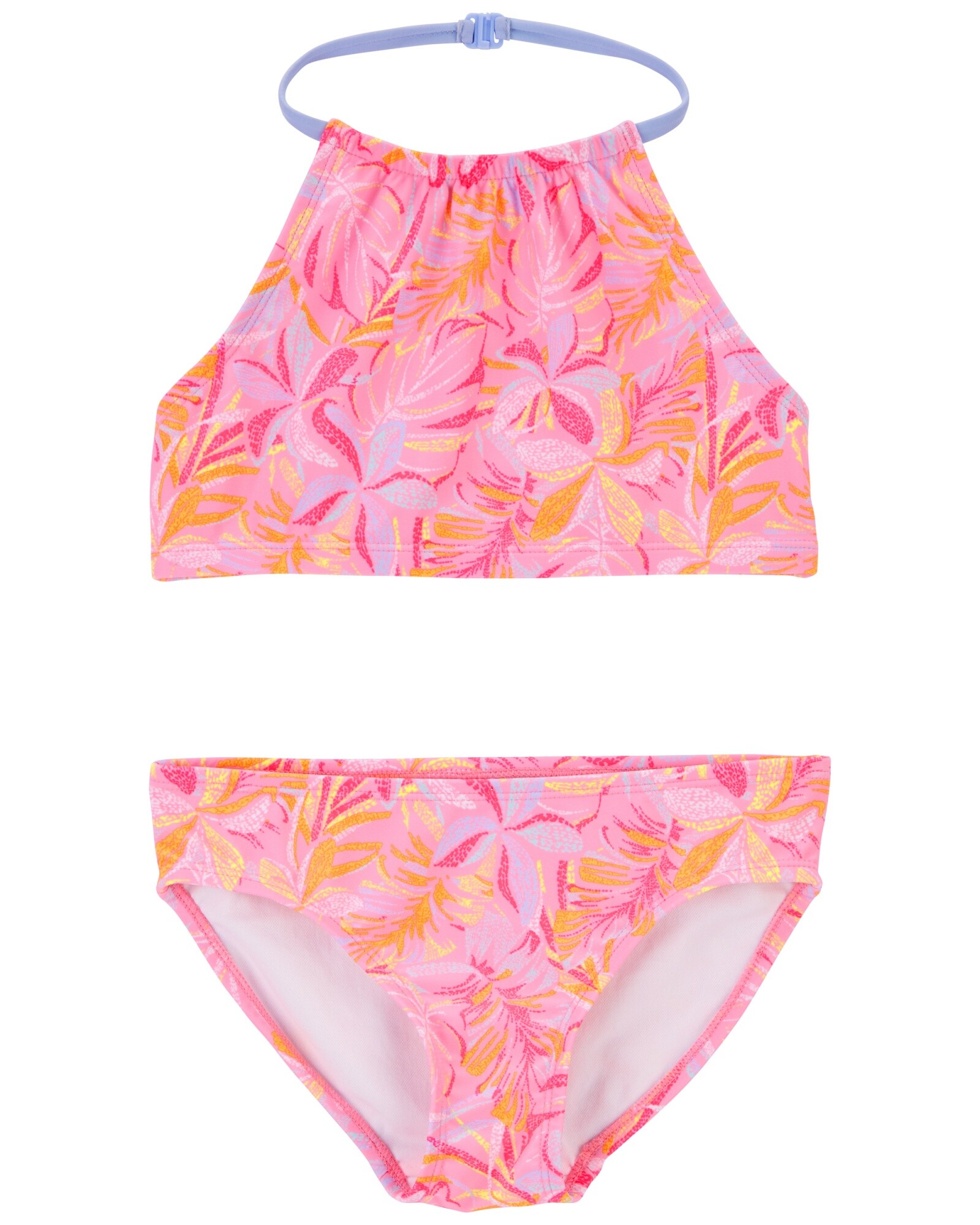 Malla de baño dos piezas con protección UPF 50+ cuello halter y diseño floral Sin color