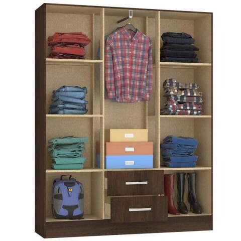 Combo Sommier Super Mega 2 Plazas Ropero 6 Puertas Con Perchero y Respaldo con Mesas de Luz - Marrón Combo Sommier Super Mega 2 Plazas Ropero 6 Puertas Con Perchero y Respaldo con Mesas de Luz - Marrón