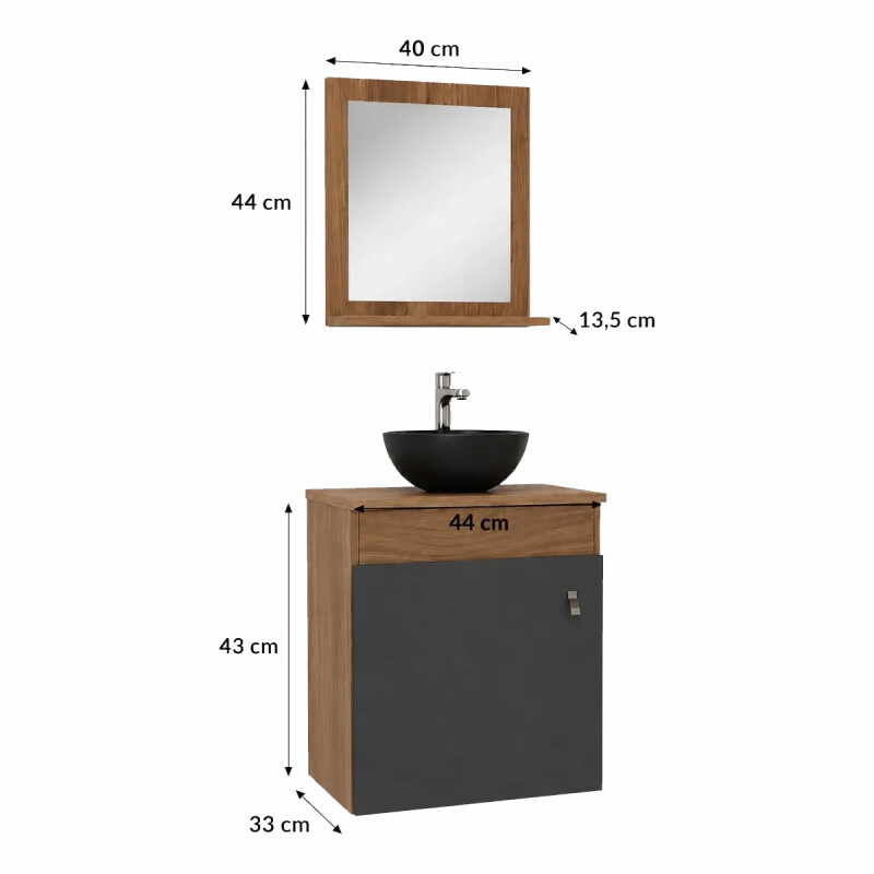 Mueble De Baño 1419 Artecas Bacha Acrílica + Espejo Nogal/Gris Grafito Mueble De Baño 1419 Artecas Bacha Acrílica + Espejo Nogal/gris Grafito