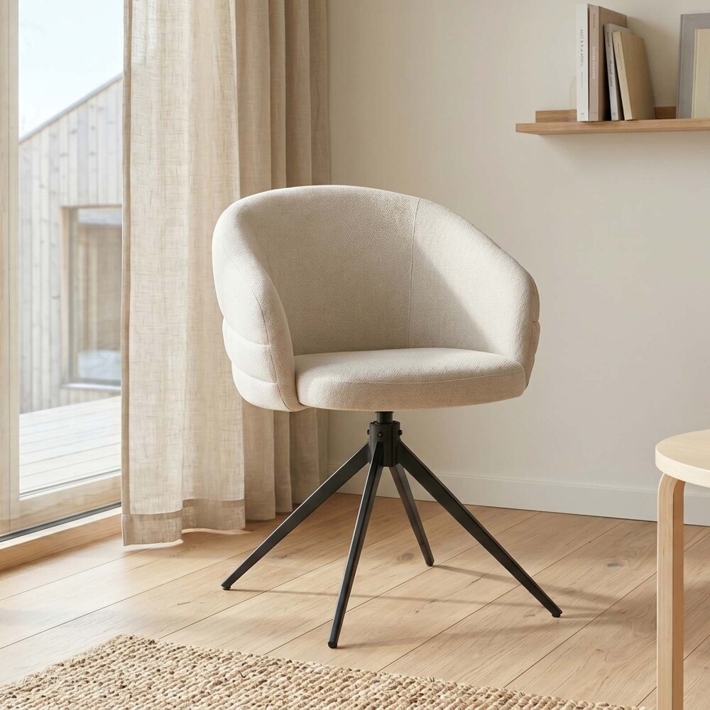 SILLA DE COMEDOR METAL-Y-TELA NATURAL-BEIGE LIA
