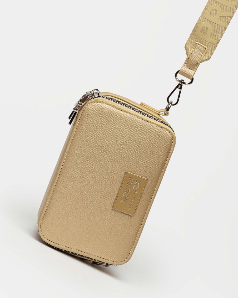 Bandolera New Penny en efecto cuero zaffiano Oro