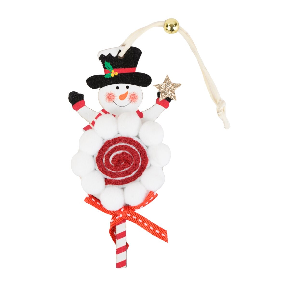 Colgante navideño de madera muñeco de nieve 