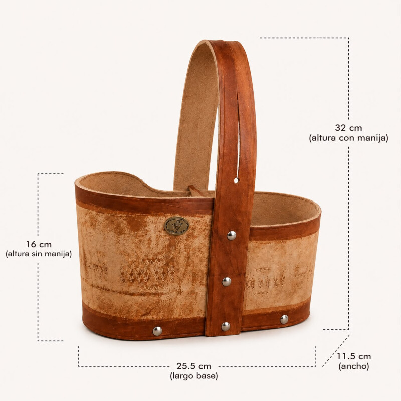 Matera de Suela y Madera con Asa Marron Claro