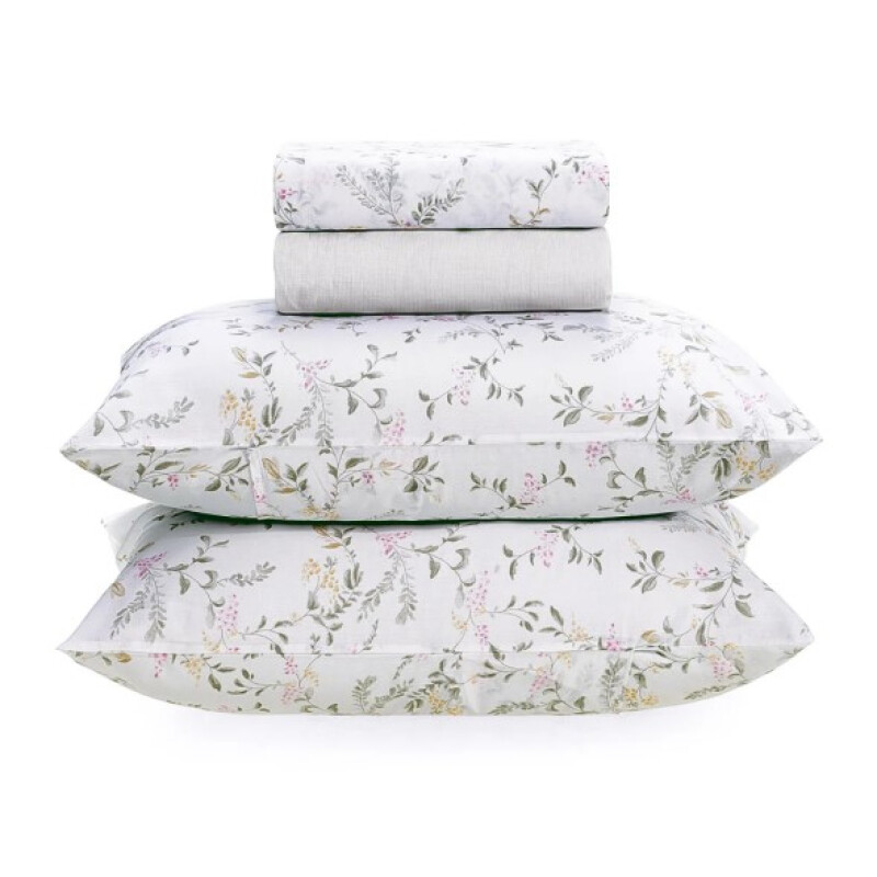 Juego de cama 2 PLAZA Karsten 100 % algodón de 160 hilos (4 piezas) NATALIE