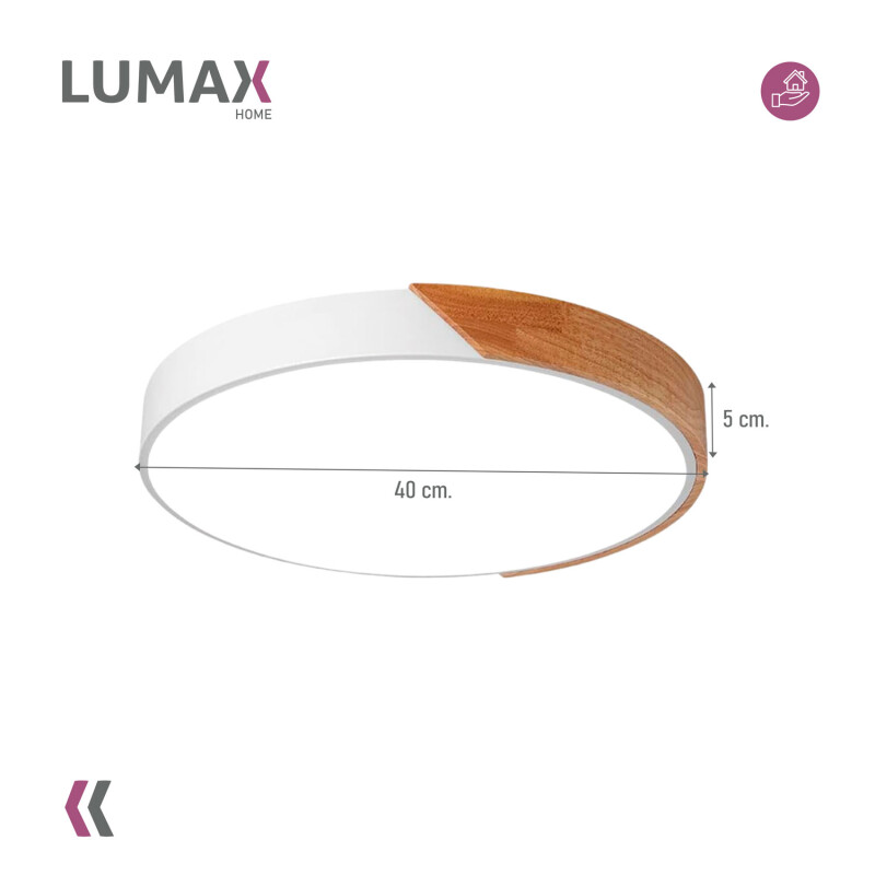 Plafon Techo Lumax Led Nórdico 40cm 24W con control remoto Blanco